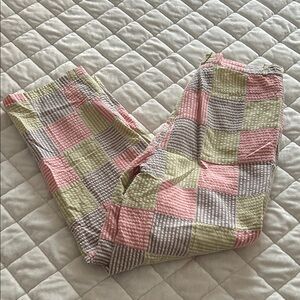 Mark Fore & Strike Plaid Madras Cotton Ankle Pants Pink, Green, and Blue Stipe 8